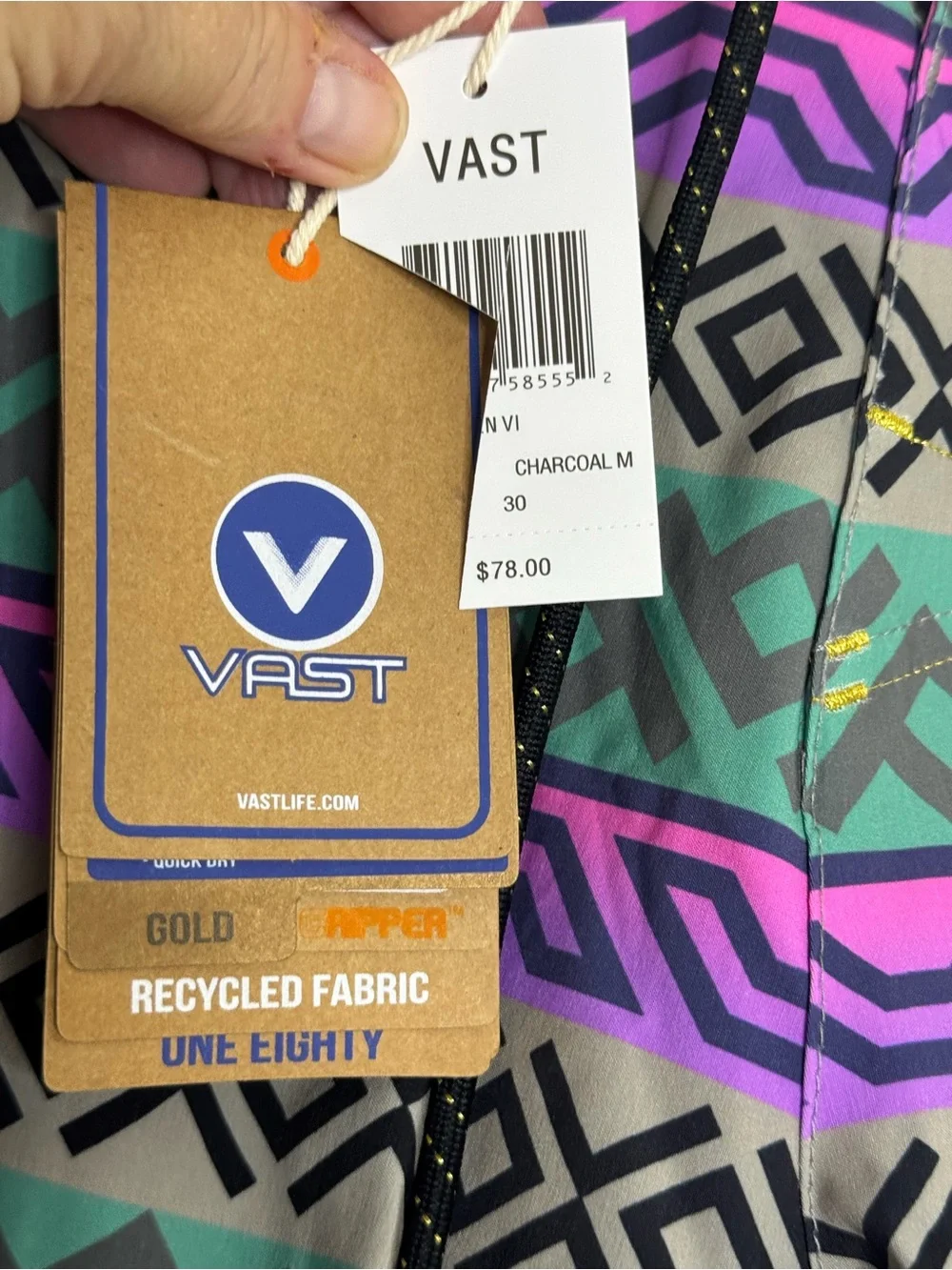 Vast Men's HydrogenVI Patterned Boardshorts - Purple & Green, NWT, 30